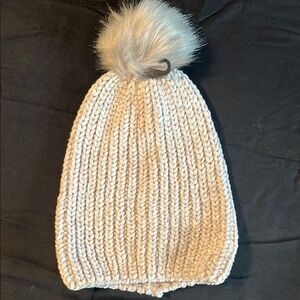 Cozy Knit Beanie with Faux Fur Pom